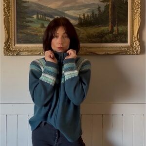 Nordic Fair isle Women's Blue Patterned Sweater